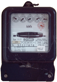 Mechanical clock dial, 1 rate meter.